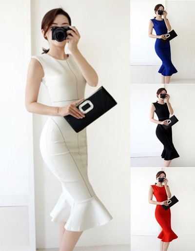 สินค้าพรีออเดอร์ ชุดเดรสแฟชั่นทำงานสไตล์เรียบหรู 4สี 4ไซส รหัส PO-Dress-016