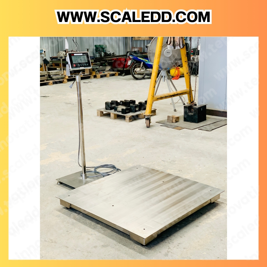 เครื่องชั่งแสตนเลส500กิโลกรัม เครื่องชั่งตั้งพื้นน้ำหนัก500กิโลกรัม ความละเอียด100กรัม ขนาดแท่น 1.2x1.2m. ยี่ห้อ TIGER รุ่น TI-03SS