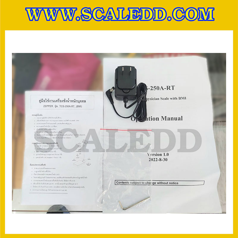 เครื่องชั่งน้ำหนักคน เครื่องชั่งน้ำหนักบุคคล พร้อมที่วัดส่วนสูง และคำนวณค่า BMI ชั่งได้ 250kg ความละเอียด 100g วัดส่วนสูงได้ 203cm