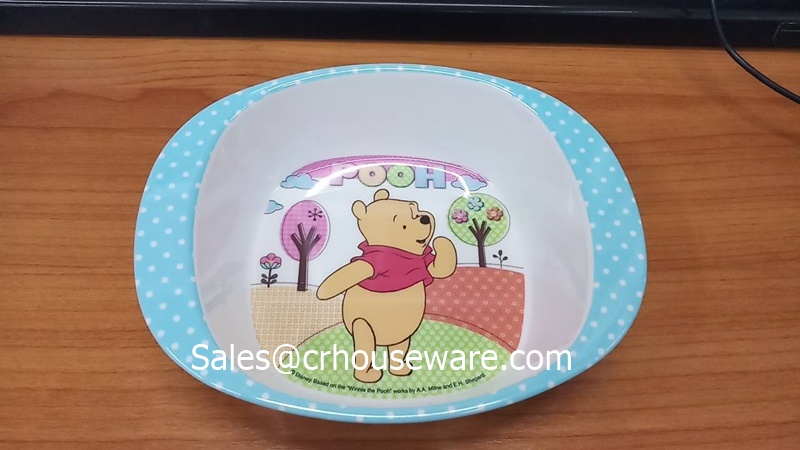ชามมีหูจับ ลายพูห์บลูสปอตไวห์ Poo Bule sport White PB-B255-6,Bowl with handles