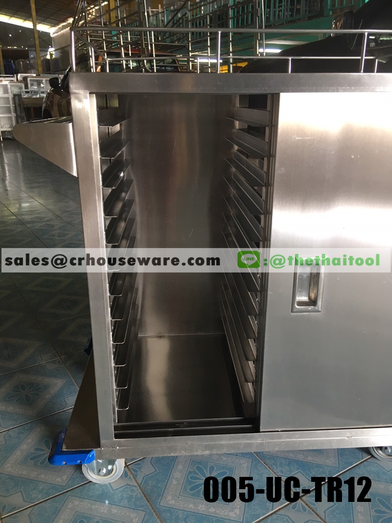 รถเข็นถาดอาหารสแตนเลส 005-UC-TR12,Stainless_Food_Tray_Trolley,รถเข็นถาดอาหารโรงพยาบาล,
