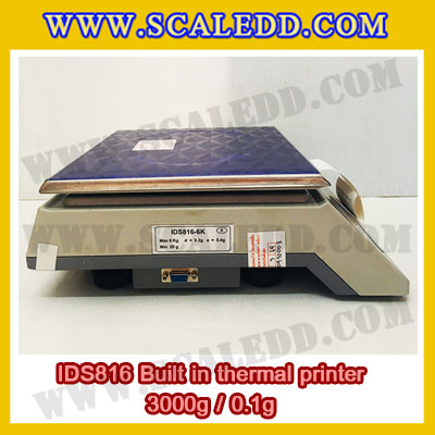 เครื่องชั่งดิจิตอล พิกัดน้ำหนัก 3kg Built-in thermal printer ยี่ห้อ SDS รุ่น IDS816 ค่าละเอียด 0.1g