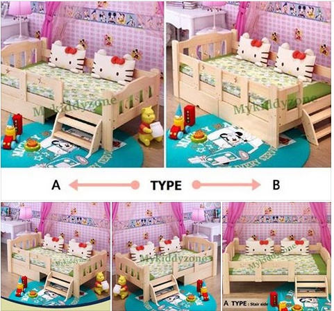 TP21004S(WDK4S) เตียงนอนไม้ เตียงเดี่ยวสำหรับเด็ก สีขาว สีฟ้า สีชมพู แบบบันไดท้าย / บันไดข้าง สำเนา