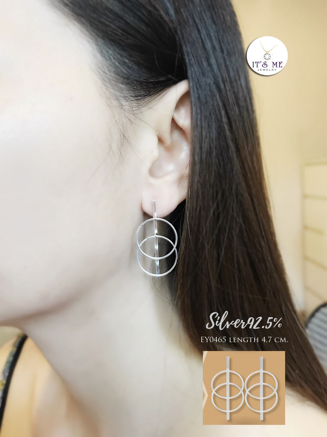 ต่างหูเงินแท้92.5% ต่างหูแบบแป้นเสียบ งานเก๋ๆ Minimal Style แบบเรียบๆ แต่เก๋ (ตัวเรือนเงินแท้)
