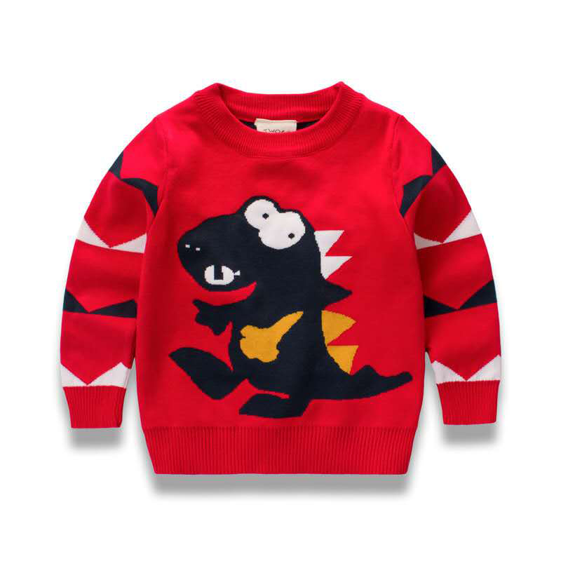 เสื้อกันหนาวไหมพรม ไดโนเสาร์ สีแดง,เทา,กรม