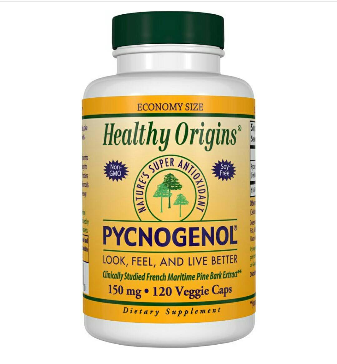 (Pre-order)Healthy Origins, Pycnogenol, 150 mg, 120 Veggie Caps เปลือกสนมาริไทม์ฝรั่งเศสเข้มข้นสูงสุด ช่วยลดฝ้า กระ จุดด่างดำ ช่วยให้สีผิวสม่ำเสมอขึ้น