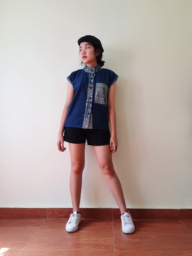 เสื้อผ้าฝ้ายฮัม1 ย้อมครามไทยเทห์ไม่ทำลายสิ่งแวดล้อม สีน้ำเงิน น้ำตาล ดำ และม่วงเข็ม M L XL XXL