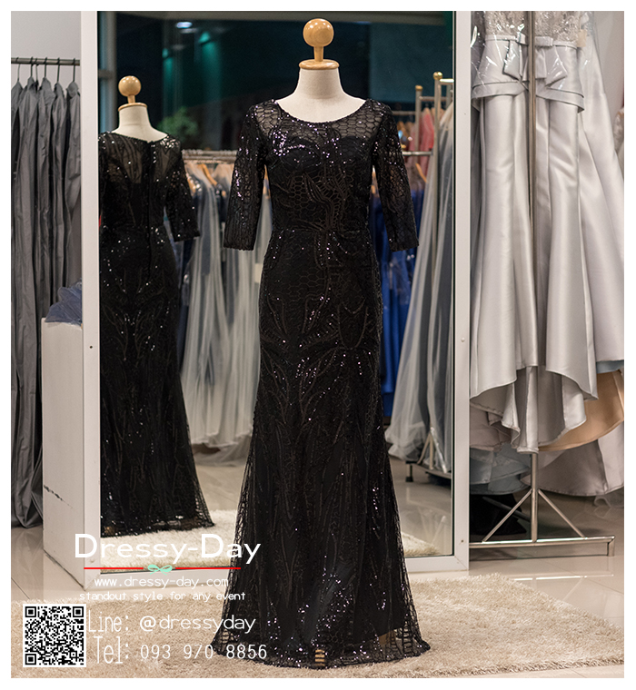 รหัส ชุดราตรียาว : BB128 ชุดแซก ชุดราตรียาว ดูดีมีระดับ ราตรียาวสวยหรู ปิดต้นแขน พรางหน้าทอง ใส่แล้วผอม ใส่แล้วเพรียว สวย หรู อลังและปังสุดๆ สวยเก๋เหมาะใส่ออกงานกลางคืน งานแต่งงาน สีดำ