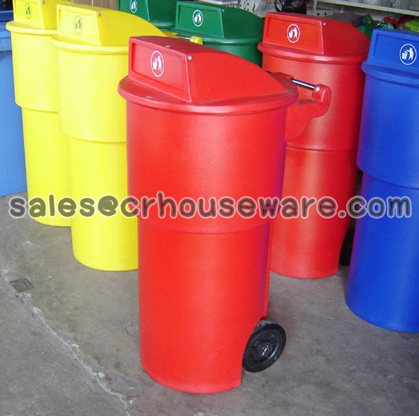 ถังขยะมีล้อเนื้อโพลีเอทธิลีน 001-TC150RD Trash polyethylene wheeled. 150 liter. 001-TC150RD