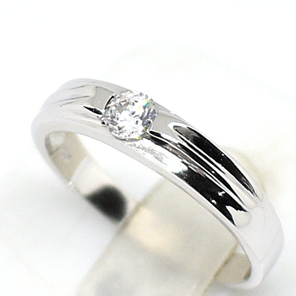 แหวนเงินแท้ราคาถูกชุบทองคำขาว เพชรCZแท้ 0.17 กะรัต งานประณีตสวยงาม สั่งผลิตค่ะ