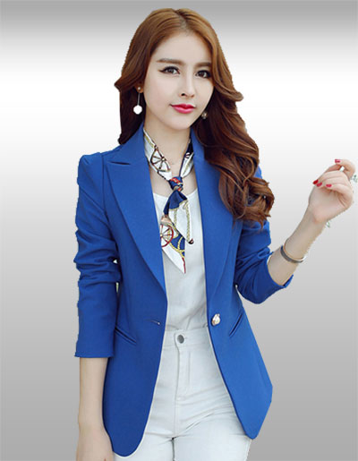 เสื้อสูทผู้หญิงแขนยาวสีน้ำเงินทรงสวยหรู มี 5 ไซส รหัส1652