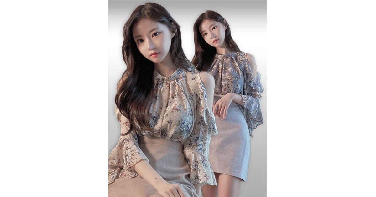 เสื้อแฟชั่นออกงานลายสวยหวาน มี2สี รหัส 2418