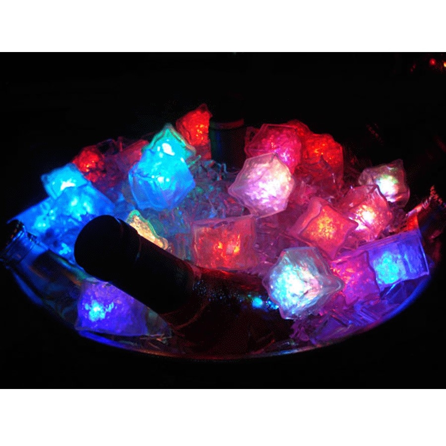 น้ำแข็งเทียมพร้อมไฟ LED RGB MODE เปลี่ยนถ่านได้ ( 12 ชิ้น )
