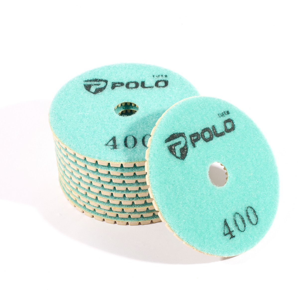 POLO ใบขัดหิน 4" แบบอ่อนตัว หลังสักหลาด (ใช้น้ำ) #50 - #3000 (กรุณาระบุเบอร์) ขายเป็นกล่อง ๆ ละ 10 ใบ