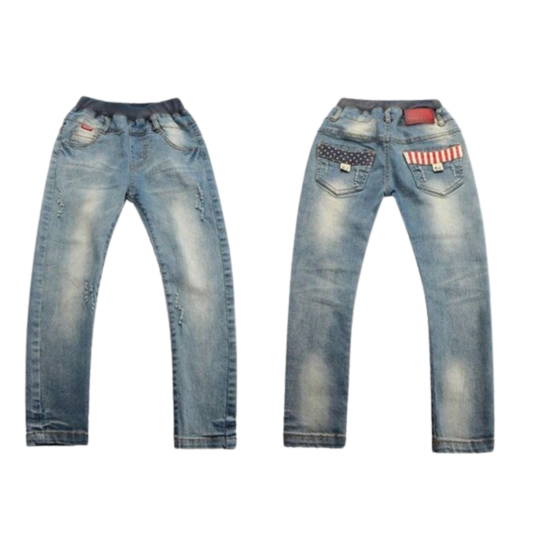 สินค้าพร้อมส่ง กางเกงยีนส์เด็กชาย แต่งลาย