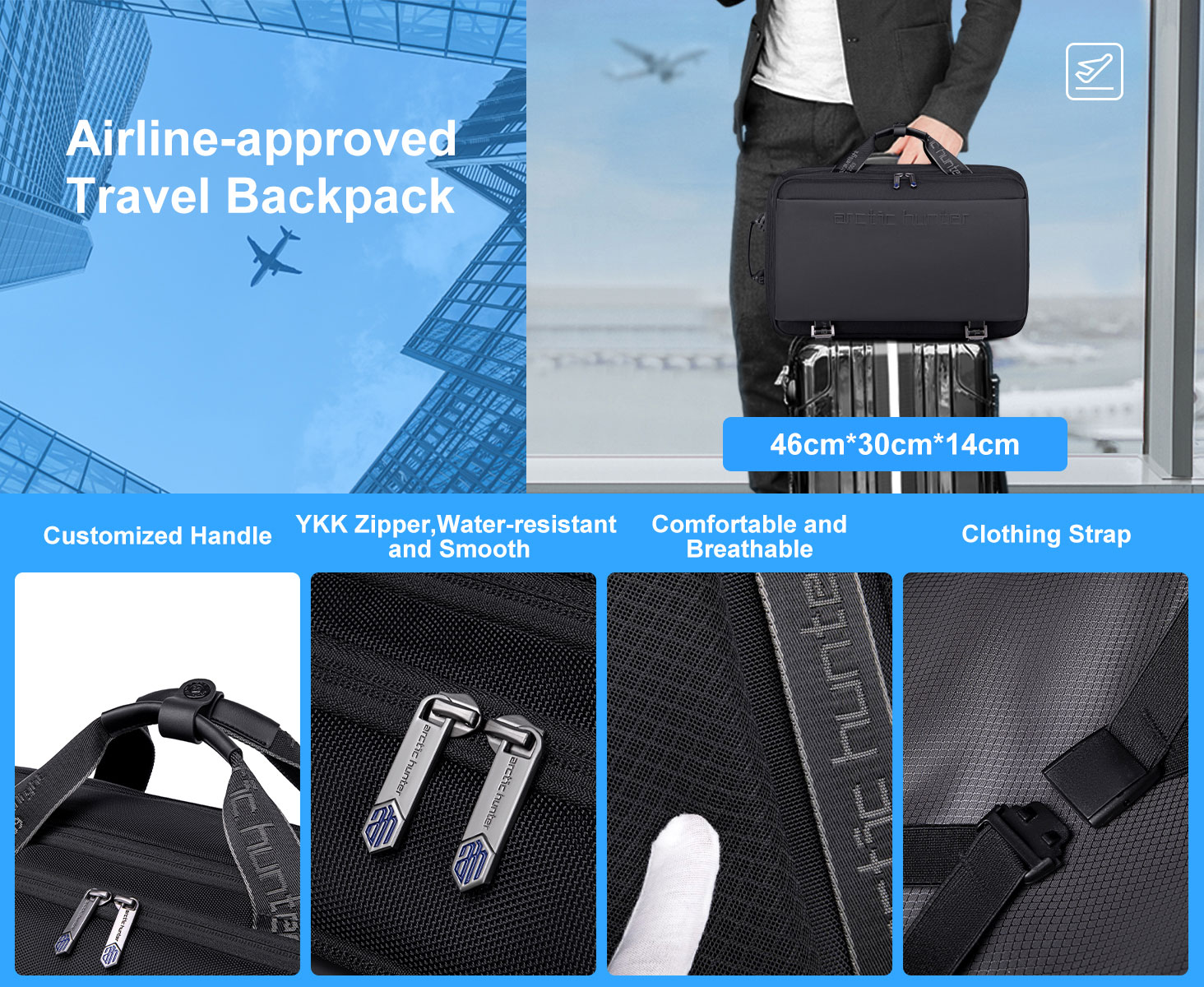 กระเป๋าเป้ Notebook สะพายหลัง & Travel Backpack รุ่น B00540 รองรับถึง 15.6" ขยายพื้นที่ได้ 20-30 ลิตร by Arctic Hunter