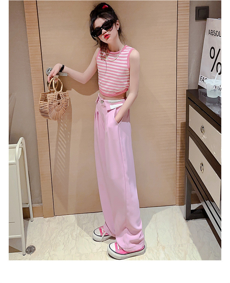 ชุดเต้น ชุดแดนซ์ ชุดลำลอง เสื้อกล้ามลาย+กางเกงเอวพับ