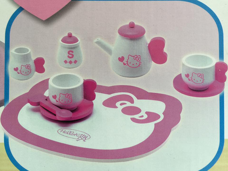 ชุดชา Hello Kitty natural Wood hand finishing High Quality Tea Set