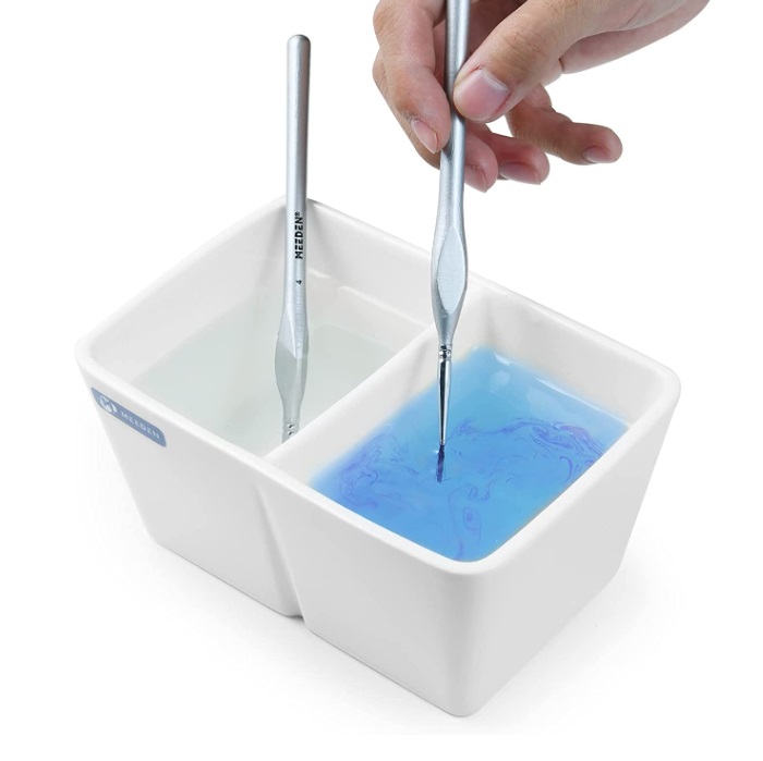 ที่ล้างพู่กันเซรามิกเกรดพอร์ซเลน Meeden 2 ช่อง