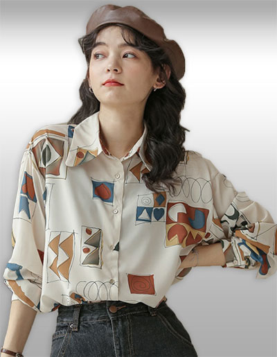 เสื้อเชิ๊ตแฟชั่นแต่งลายสไตล์เกาหลี รหัส 2415