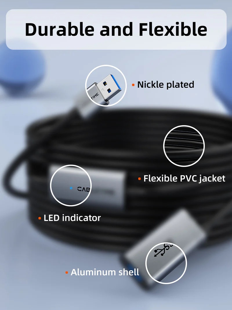 USB 3.0 5Gbps Active Extension Cable Male to Female with Amplifier by CableTime