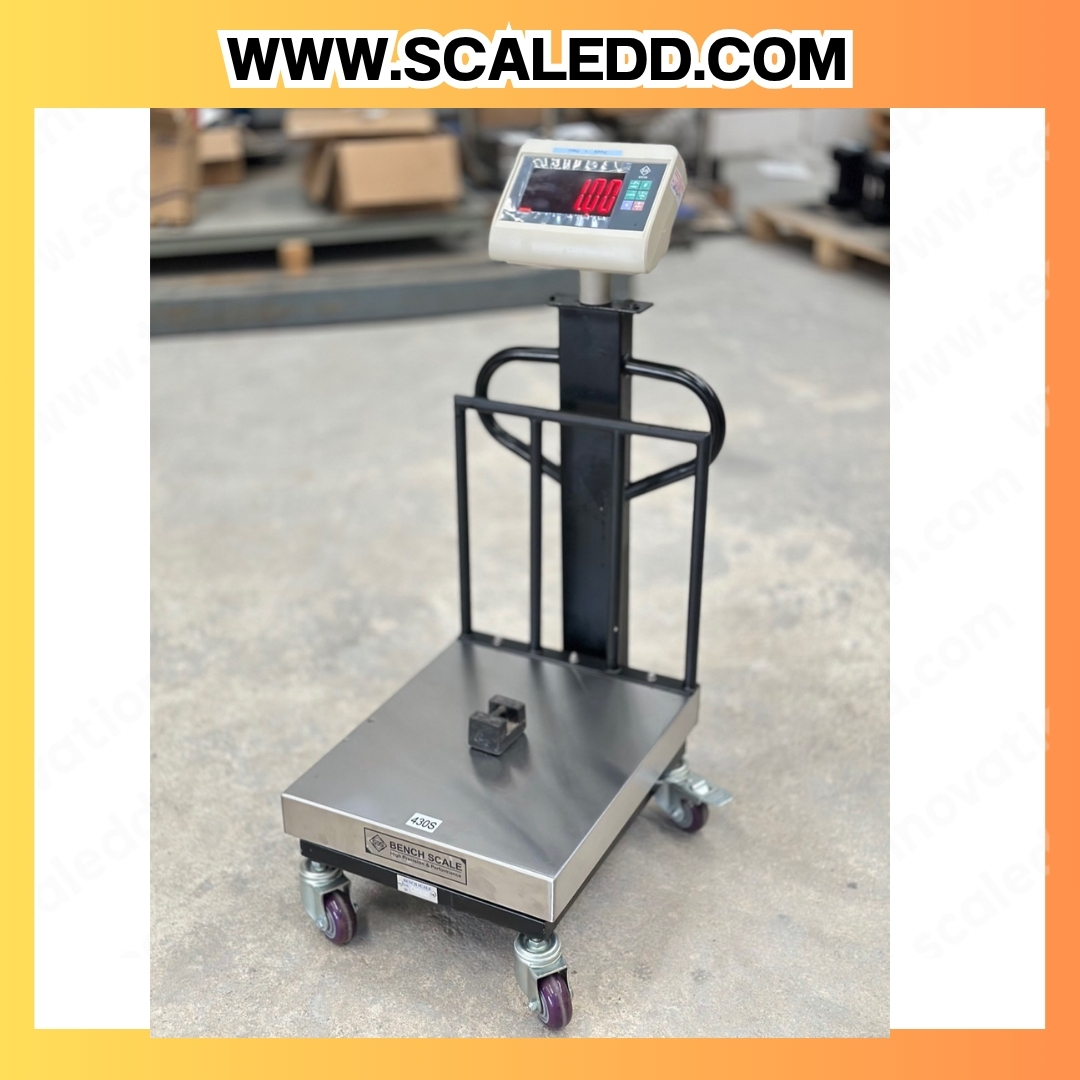 เครื่องชั่งน้ำหนักดิจิตอล IDS709E พิกัด 100kg ค่าละเอียด 10g ยี่ห้อ SDS รุ่น IDS709E แท่นฝาครอบสแตนเลสขนาด 40x50cm. มีล้อเลื่อน และที่กันตก
