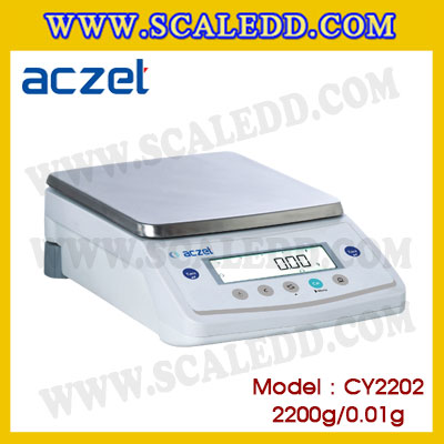 เครื่องชั่ง aczet CY2202 precision balance 2200gx0.01g เครื่องชั่งทศนิยม 2 ตำแหน่ง เครื่องชั่งละเอียดสูง2200g เครื่องชั่งน้ำหนัก2200g พิกัด 2200g ค่าละเอียด 0.01g เครื่องชั่งยี่ห้อ Aczet รุ่น CY2202