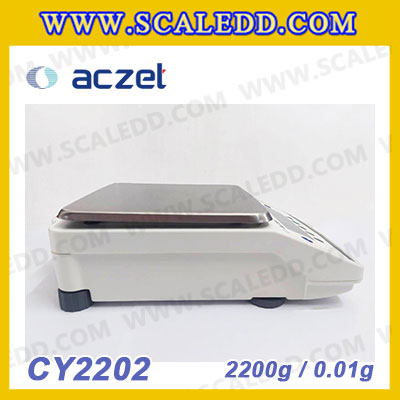 เครื่องชั่ง aczet CY2202 precision balance 2200gx0.01g เครื่องชั่งทศนิยม 2 ตำแหน่ง เครื่องชั่งละเอียดสูง2200g เครื่องชั่งน้ำหนัก2200g พิกัด 2200g ค่าละเอียด 0.01g เครื่องชั่งยี่ห้อ Aczet รุ่น CY2202