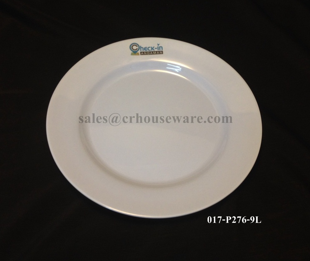 จานตื้นทรงกลมเมลามีนทำโลโก้ 9 " 017-P276-9L ,จานตื้น, จานทรงกลม , จานเมลามีน