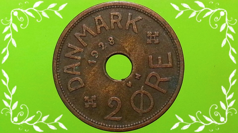เหรียญ เงินตรา ประเทศ เดนมาร์ก 2 Øre (♥ N - GJ) 1928
