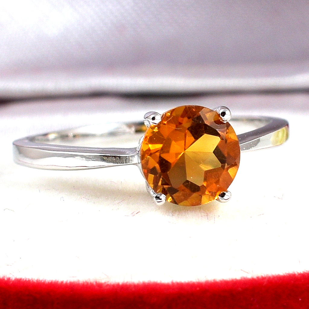 แหวนเงินแท้ราคาถูกชุบทองคำขาว ซิทรินแท้ 1.35 กะรัต งานประณีตสวยงาม สั่งผลิตค่ะ