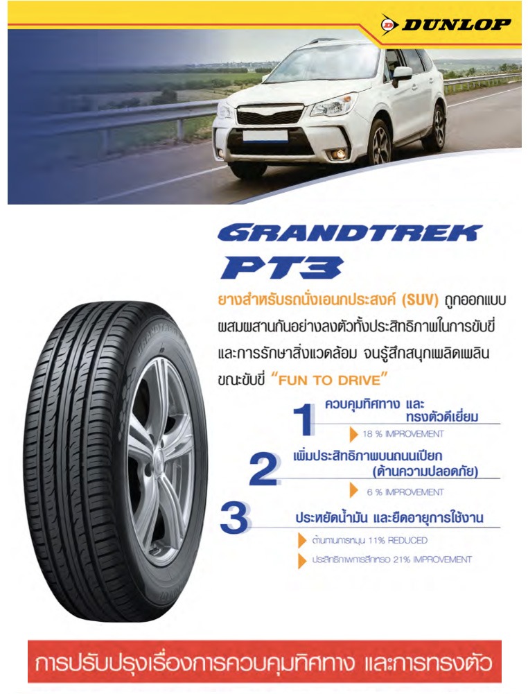 225/65R17รุ่นGrandtrek PT3ยี่ห้อDUNLOP