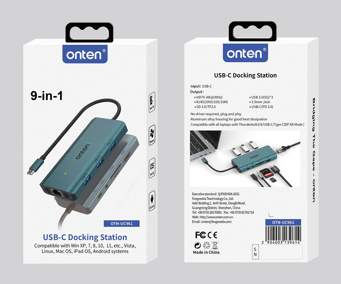 9 in 1 USB-C Multi-Function Docking Station by Onten