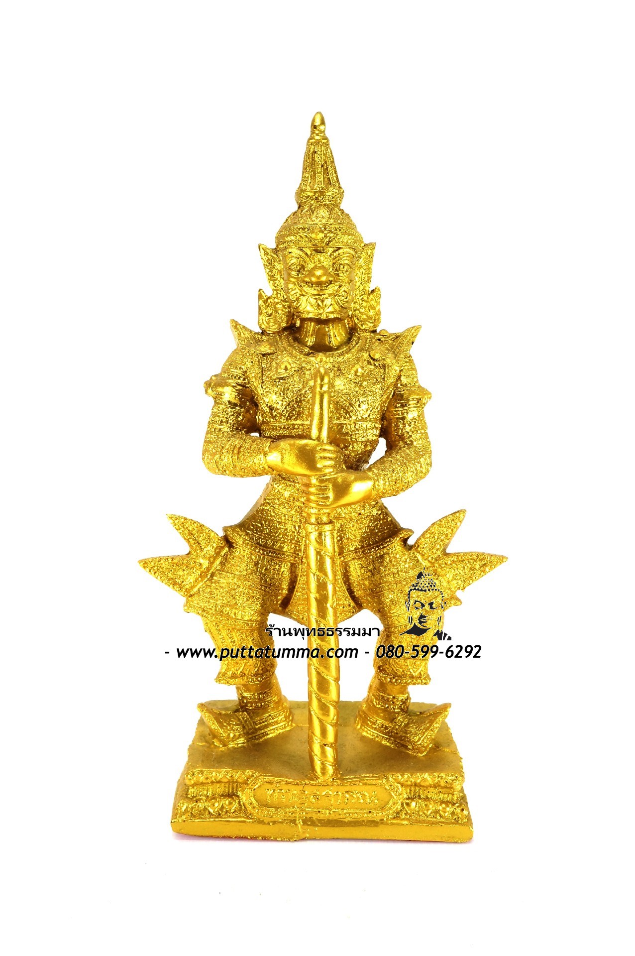 ท้าวเวสสุวรรณ สีทอง เนื้อเรซิ่น ขนาด 5 นิ้ว สูง 12 นิ้ว