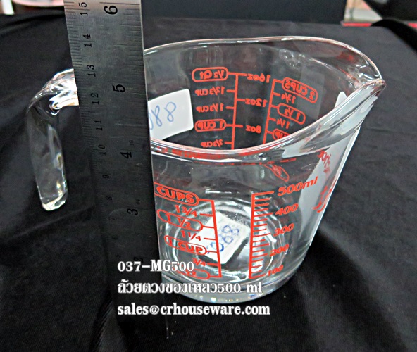 ถ้วยตวงแก้ว ทนร้อนขีดแดง ความจุ 500 มล.037-MG500