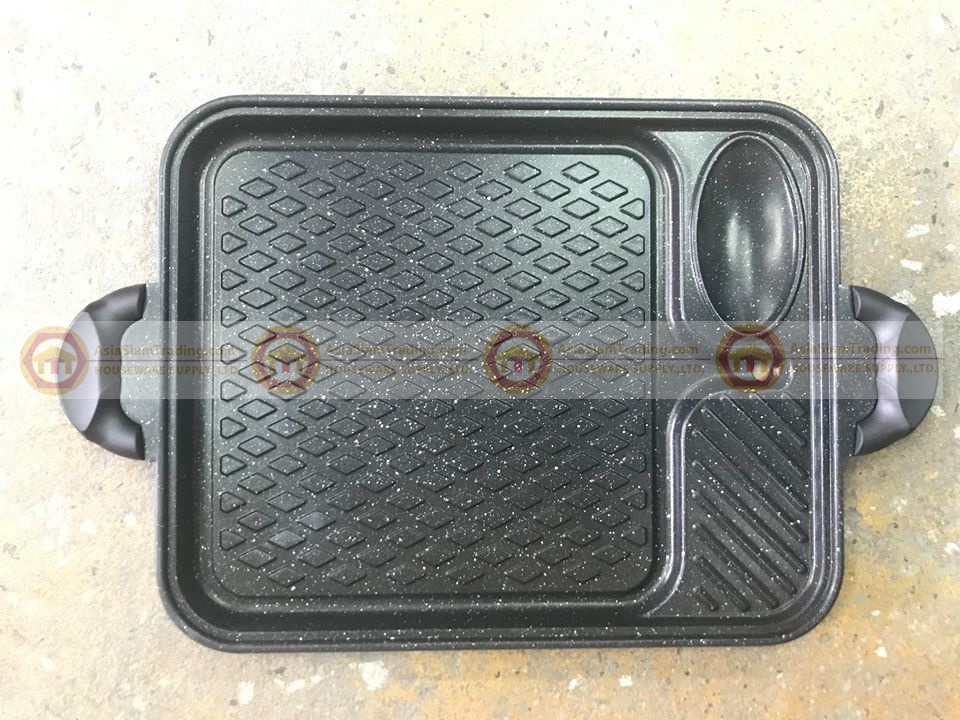 ถาดย่างบาร์บีคิว,กระทะปิ้งย่าง,กระทะย่างบาบิคิวที่ใช้กับเตาแม่เหล็กไฟฟ้าได้,Korean BBQ grill 006-ST5003,แผ่นย่างเกาหลี,แผ่นย่างร้านเกาหลีใช้,กะทะที่ร้านอาหารเกาหลี