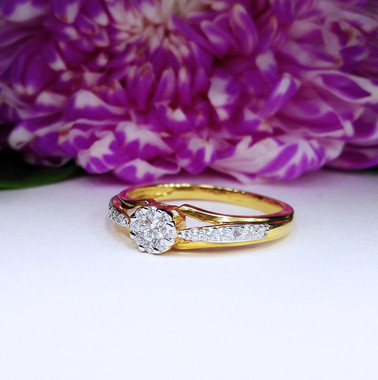สั่งผลิตเพชรเบลเยี่ยมคัท แหวนแต่งงาน แหวนหมั้น ใส่เที่ยว ออกงาน แหวนทองคำ 18K เพชรแท้ 0.25 กะรัต 2.46 กรัม น้ำ 99 ราคาถูกมาก มีใบรับประกันค่ะ