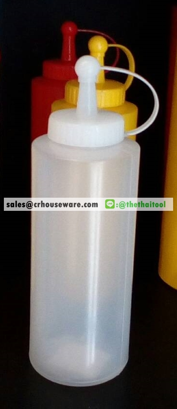 ขวดบีบซอส มีจุกปิด พลาสติก Squeeze Dispensers with Cap 12 oz.