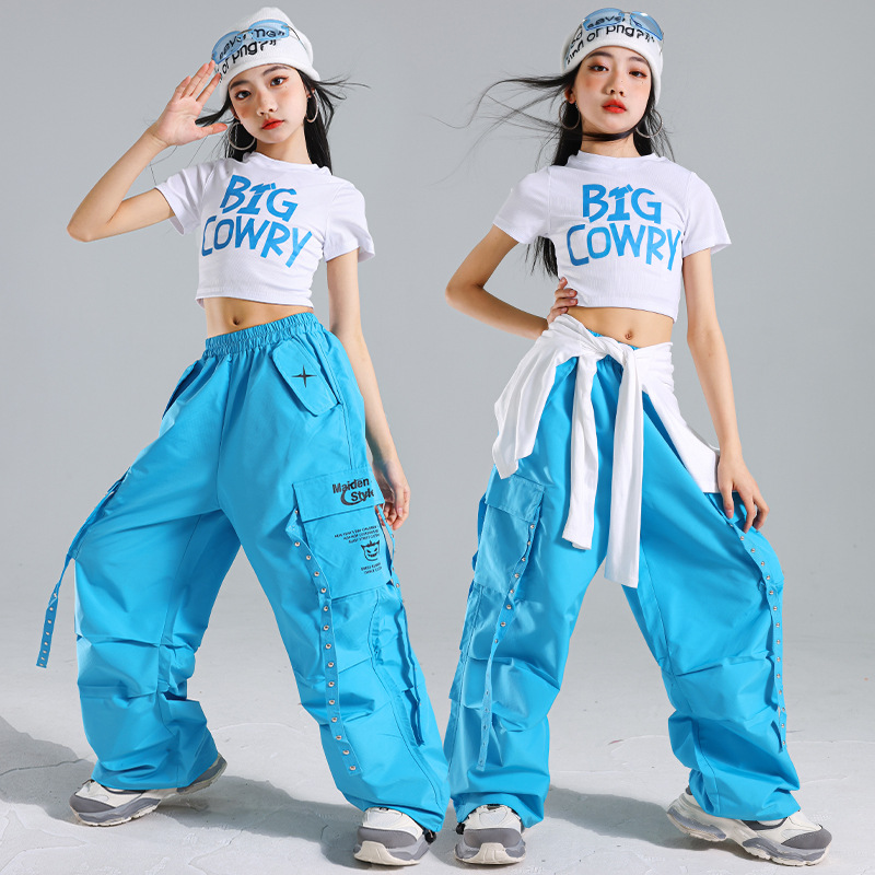 ชุดเต้น เซ็ตเสื้อ+กางเกงเซ็ตฟ้า