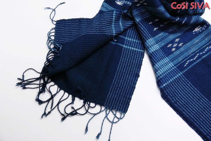 ผ้าพันคอผ้าฝ้ายย้อมคราม(Scarf - cotton dyeindigo