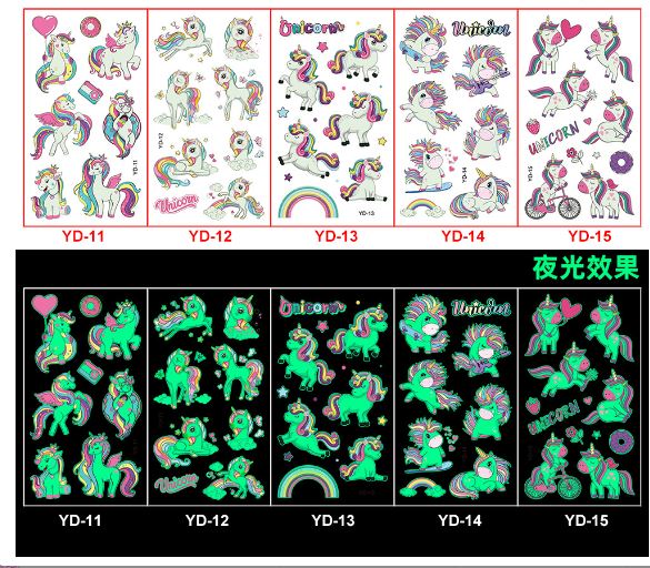 สติกเกอร์ แทททู ฮาโลวีน โพนี่ เมอเมด มีให้เลือกแบบเรืองแสงกับไม่เรืองแสง