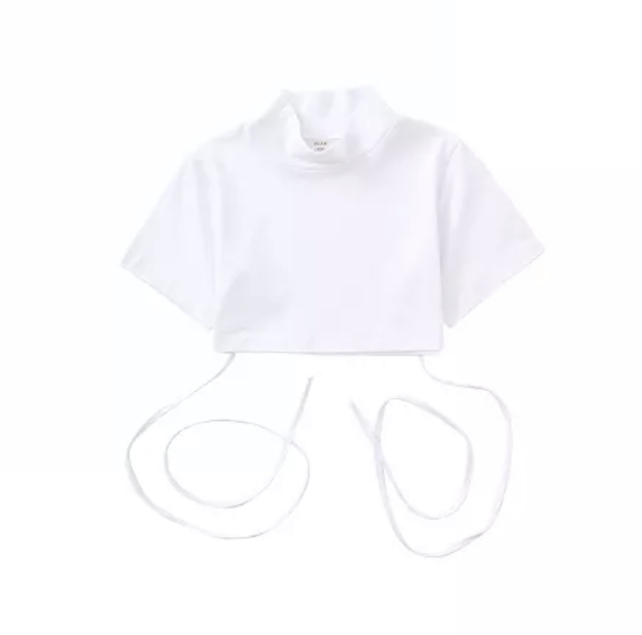 ชุดเต้น ชุดแดนซ์ เสื้อแขนสั้น+กระโปรงสั้นสีขาว