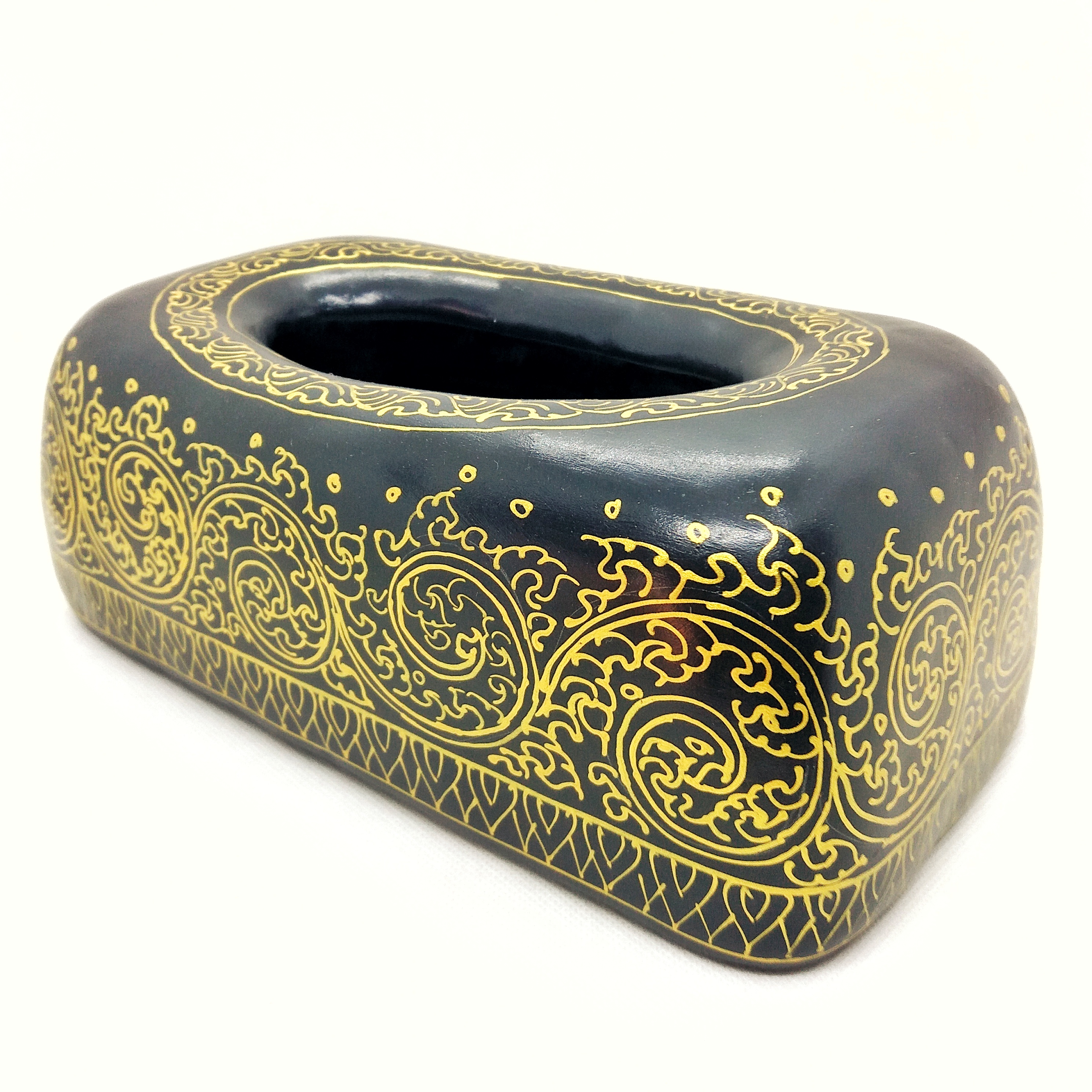 กล่องใส่กระดาษทิชชู สีดำลายเส้นทอง