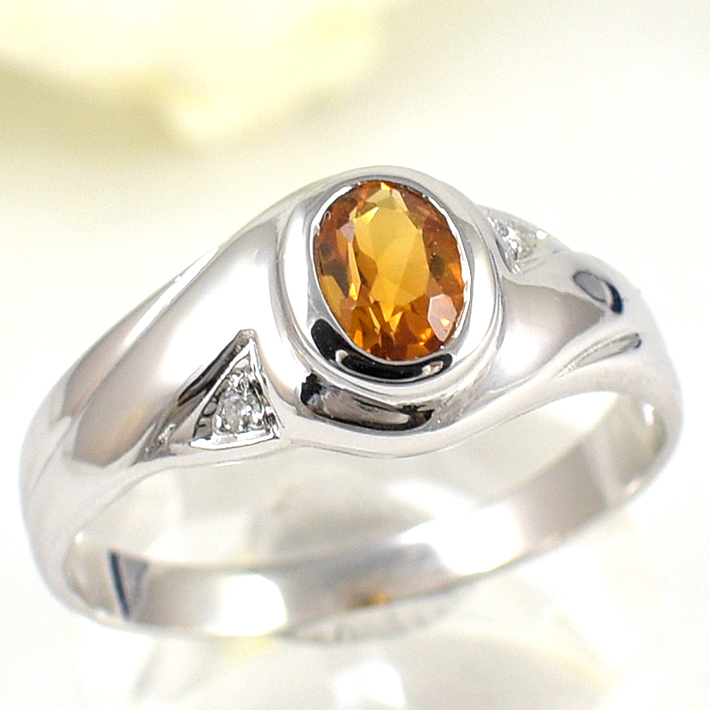 แหวนเงินแท้ราคาถูกชุบทองคำขาว ซิทรินแท้ 0.55 กะรัต เพชรCZ 0.014 กะรัต งานประณีตสวยงาม สั่งผลิตค่ะ