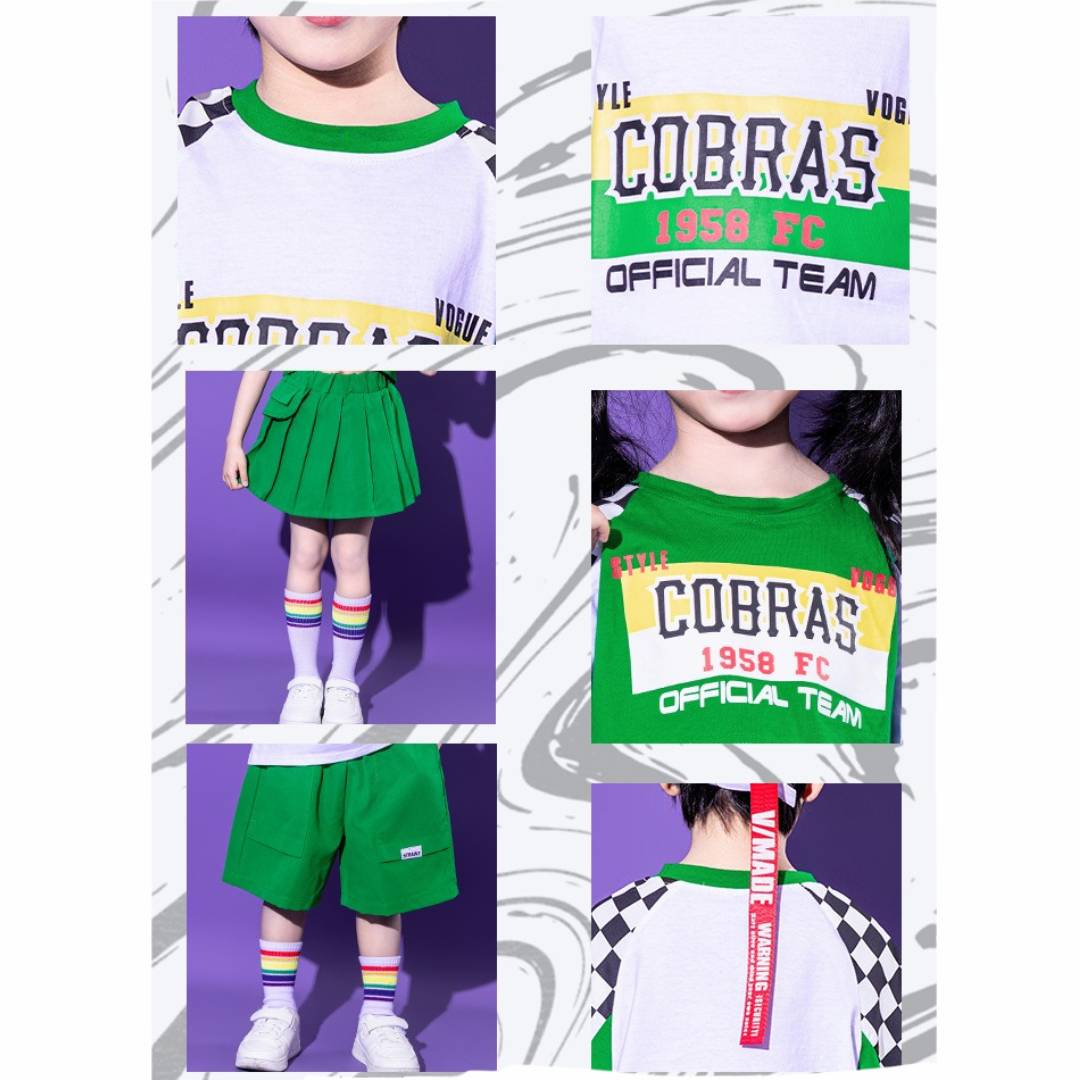 ชุดเต้น Coverdance เซ็ตชายหญิงลาย หมากรุก เขียวม่วง