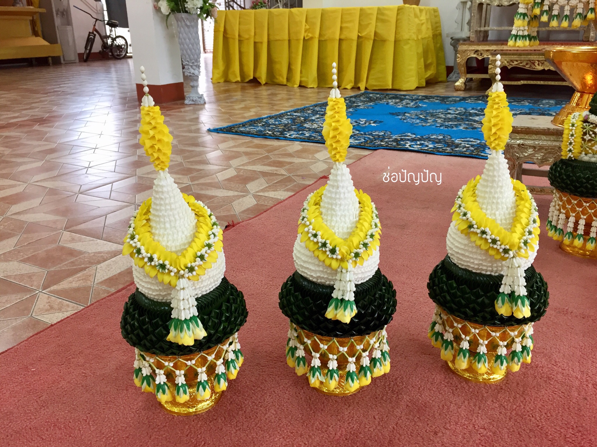 ชุดเครื่องบวชดอกไม้สด ส่งงาน วัดเสนาสฯ จ.พระนครศรีอยุธยา