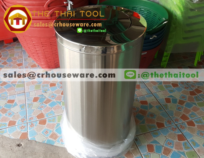 ถังขยะสแตนเลสฝาสวิง,ถังขยะสเตนเลสหน้าลิฟท์,ถังขยะสเตนเลสฝาผลัก ทรงสูง 001-STK-X5509