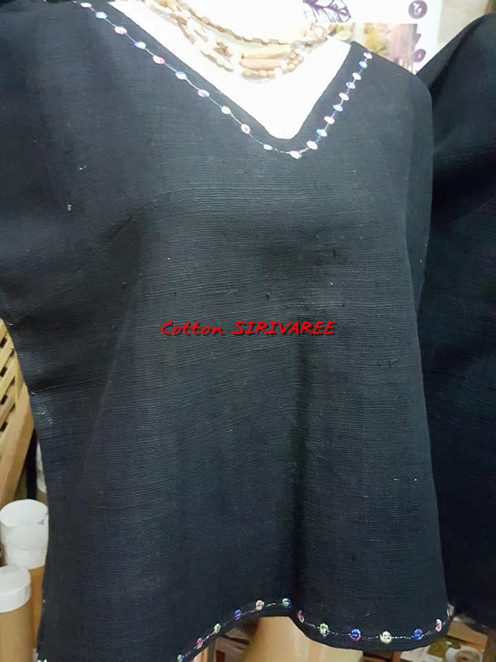 SIRIVAREE,SIVA Thai Cotton 100%, Polo shirt and hand embroidery By Cotton SIRIVAREE Top Thai Brand White, black ,blue ,the sugar L,XL