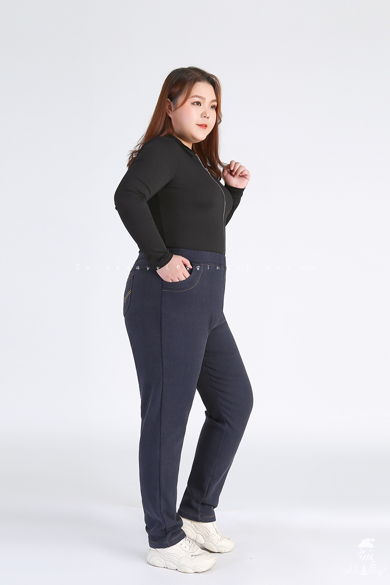 กางเกงยีนส์กันหนาว มีขนสัตว์ สำหรับสาวอ้วน สาวอวบ ไซส์ใหญ่ 2XL-9XL