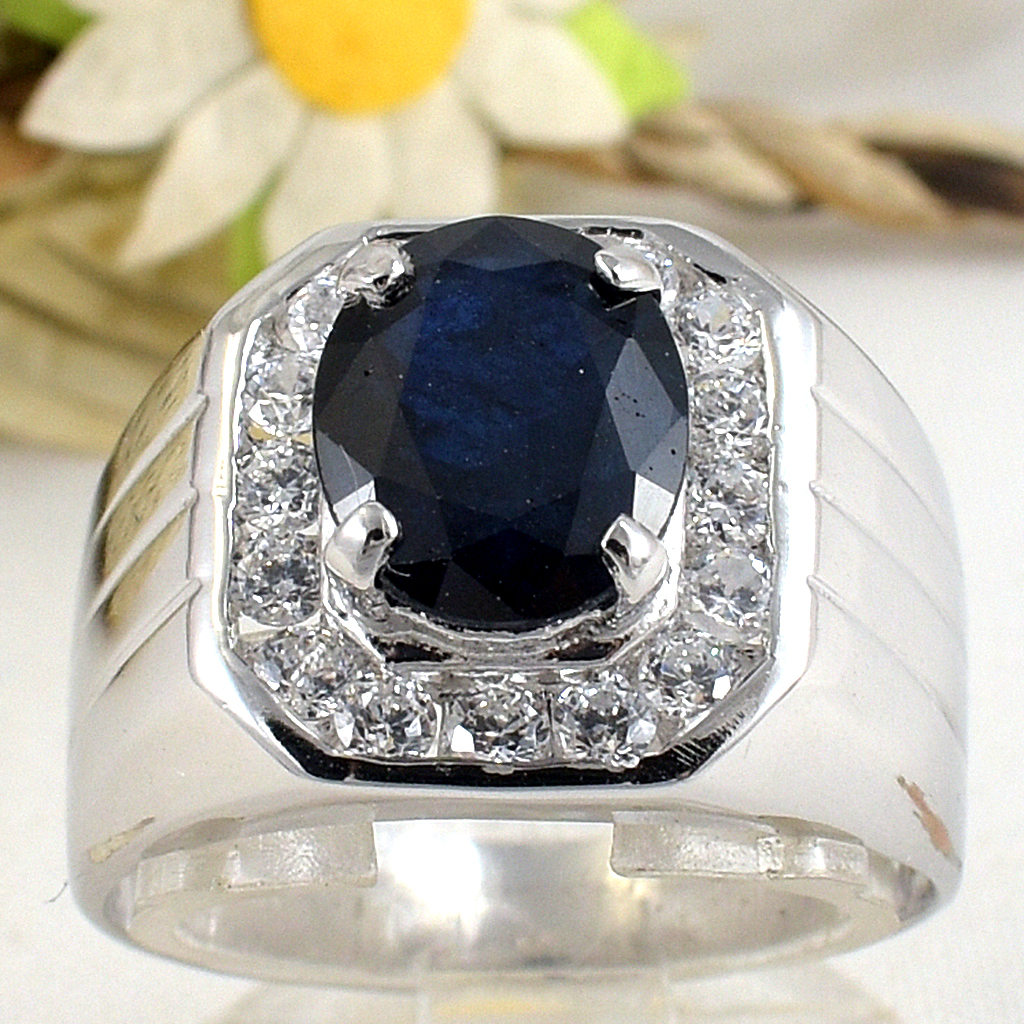 แหวนเงินแท้ราคาถูกชุบทองคำขาว ไพลินแท้ 3.08 กะรัต เพชรCZ 0.64 กะรัต งานประณีตสวยงาม สั่งผลิตค่ะ